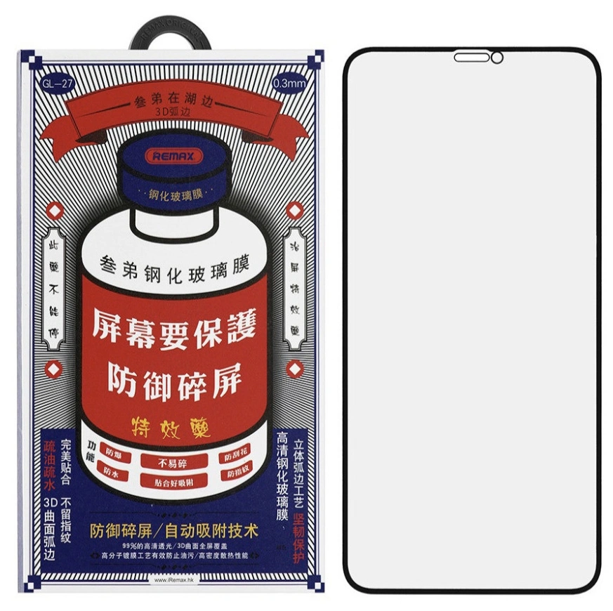 Защитное стекло Remax GL-27 3D для iPhone 16e/14/13 Pro/13, Чёрное. Фото 1