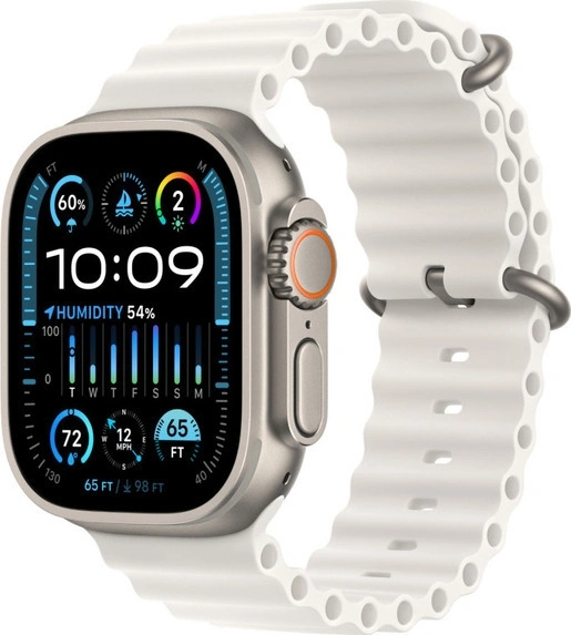 Apple Watch Ultra 2 GPS+Cellular 49mm, ремешок "White Ocean Band" один размер 130-200 mm (MREJ3). Фото 1