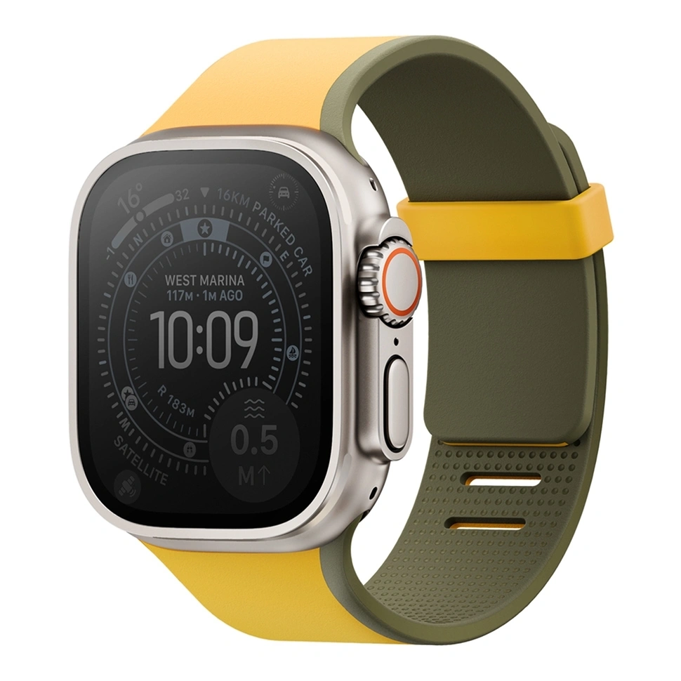 Ремешок Uniq для Apple Watch 44/45/49мм Revix IV reversible Magnetic, Canary Yellow/Deep Forrest (49MM-REV4CYELDFST). Фото 1