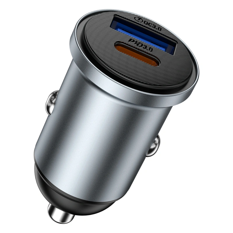 Автомобильное зарядное устройство Wiwu Nano Lite 35W USB‑C+USB, Gray (Wi-CC030). Фото 1