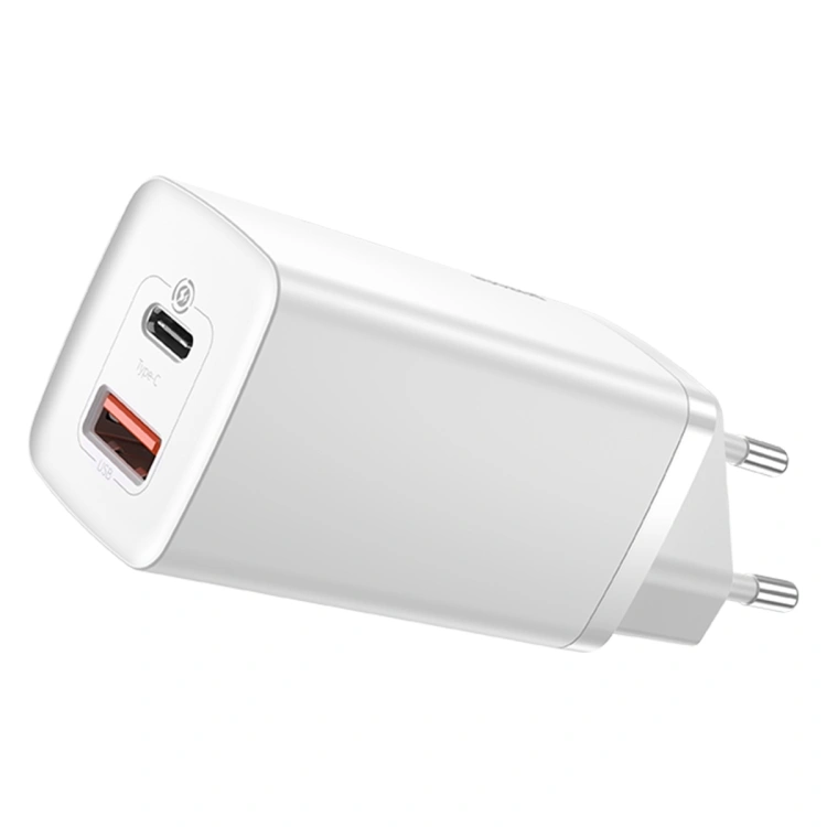 Сетевое зарядное устройство Baseus GaN2 Lite Quick Charger C+U 65W, White (CCGAN2L-B02). Фото 1