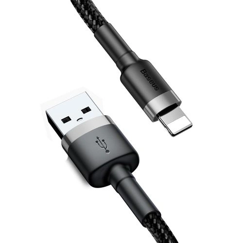 Кабель Baseus Cafule Cable USB To Lightning 2A 3m, Серо-черный (CALKLF-RG1-2A). Фото 5