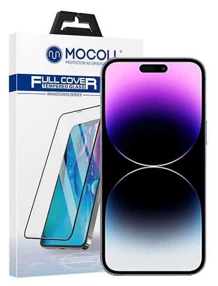 Защитное стекло Mocoll 2.5D для iPhone 14 Pro Max полноразмерное, Чёрное