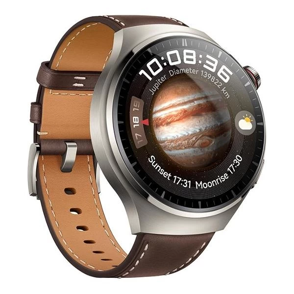 Умные часы Huawei Watch 4 Pro, Титановый корпус. Тёмно-коричневый кожаный ремешок (MDS-AL00) (55020APB) 