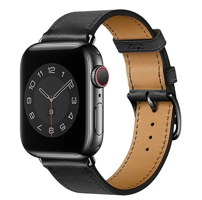 Ремешок Wiwu Attelage Genuine Leather Watch Band для Apple Watch 42/44/45mm, Чёрный