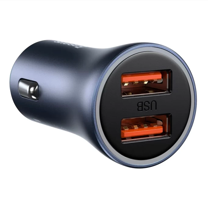 Автомобильное зарядное устройство Baseus Golden Contactor Pro Dual Quick Charger Car Charger U+U 40W (With Baseus Simple wiring USB For Type-C 5A 1.0m) TZCCJD-A0G, Тёмно-серое
