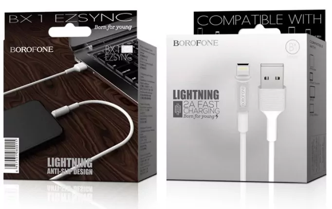 Кабель Borofone BX1 EzSync Lightning to USB 1m, Белый