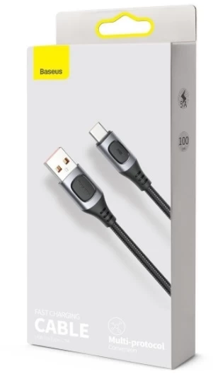 Кабель Baseus Flash Multiple Fast Charge Protocols Convertible Fast Charging Cable USB - Type-C 5A 2m, Серый (CATSS-B0G)