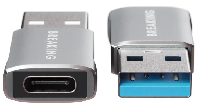 Адаптер-переходник Breaking USB-A - USB-C, Серый